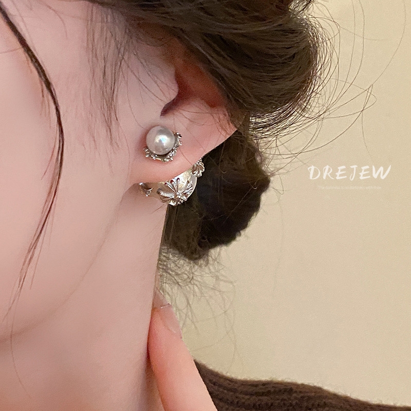 DREJEW ต่างหูเข็มเงิน 925 ประดับไข่มุก หรูหรา กันแพ้ แฟชั่น สําหรับผู้หญิง