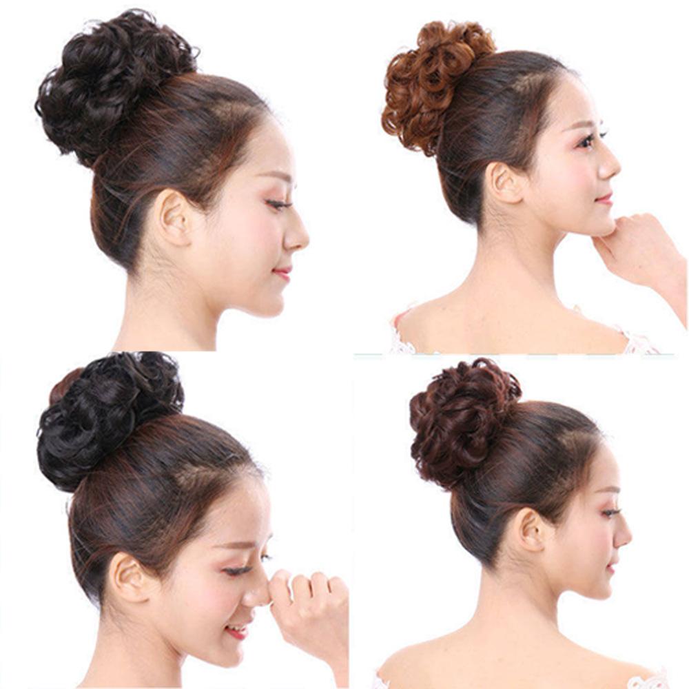Daiga ยางรัดผมโดนัท สีน้ําตาลธรรมชาติ ยางรัดผมปลอม แบบหูรูด ผมหยิก Chignon