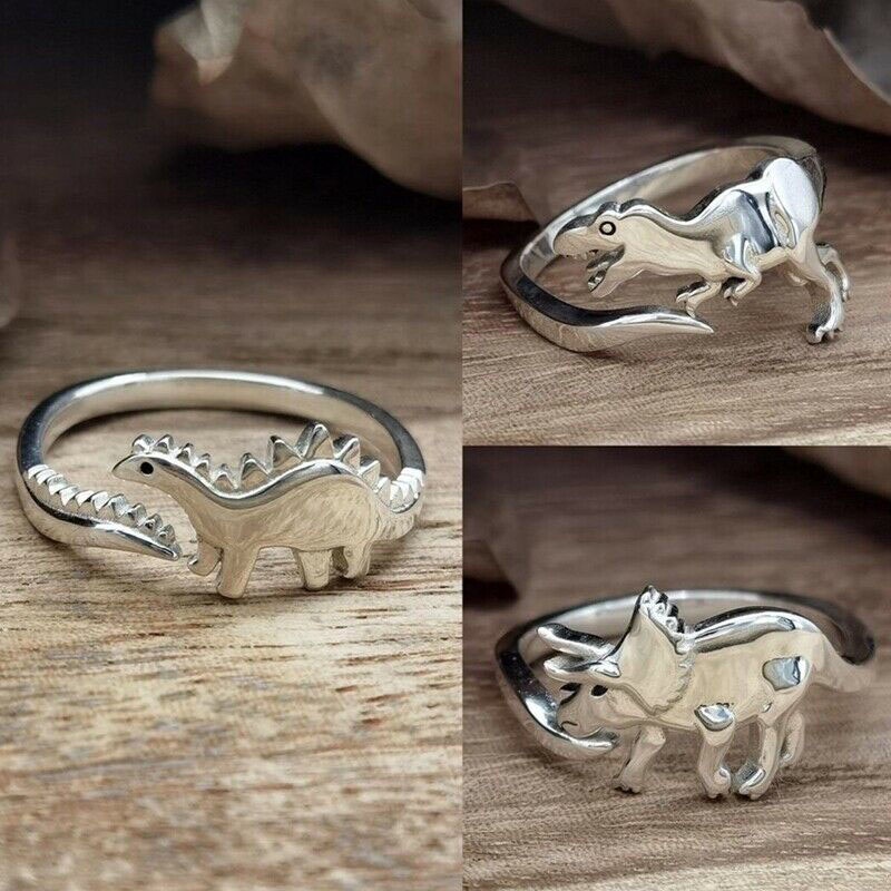 Dinosaur Ring for Women Girls Men Polished Dragon Animal Expandable Open Finger Rings Jewellery Adjustable Ring Size LQZ