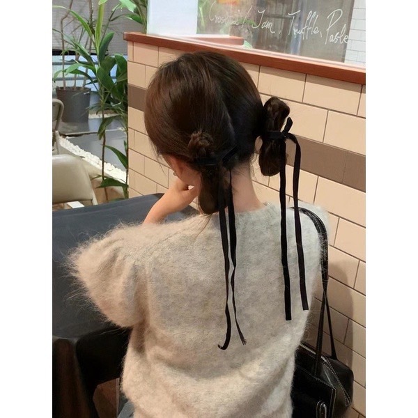 E142 กิ๊บติดผม ประดับโบว์ริบบิ้น สายยาว แบบหนีบ น่ารัก เครื่องประดับ สำหรับผู้หญิง 1 ชิ้น