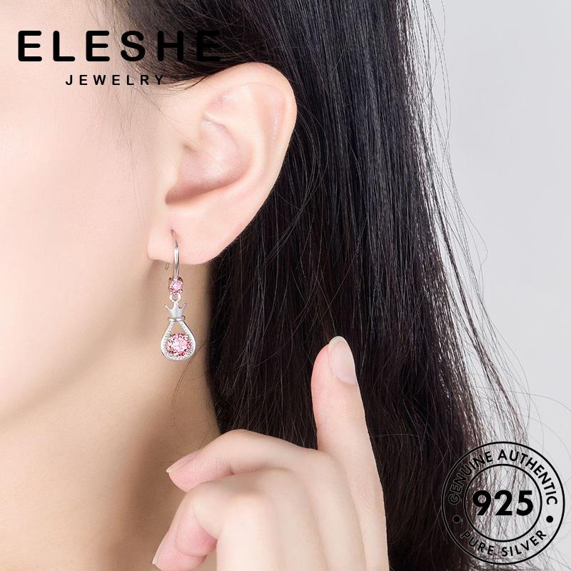 Eleshe ต่างหูตะขอเงิน 925 ประดับมุก เพชร โมอิส เครื่องประดับ สําหรับผู้หญิง M008