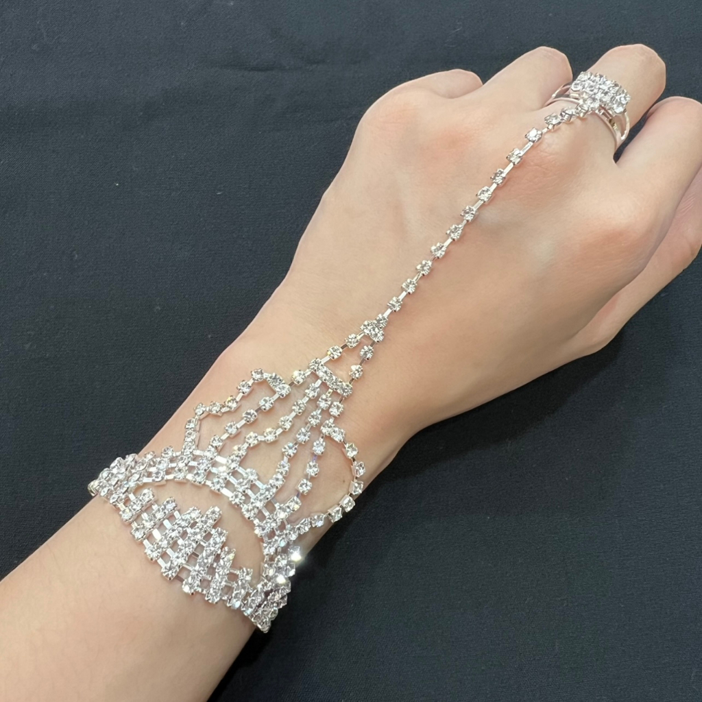 Fashion Jewele สายรัดข้อมือ และแหวน ประดับคริสตัล พลอยเทียม สําหรับเจ้าสาว งานแต่งงาน