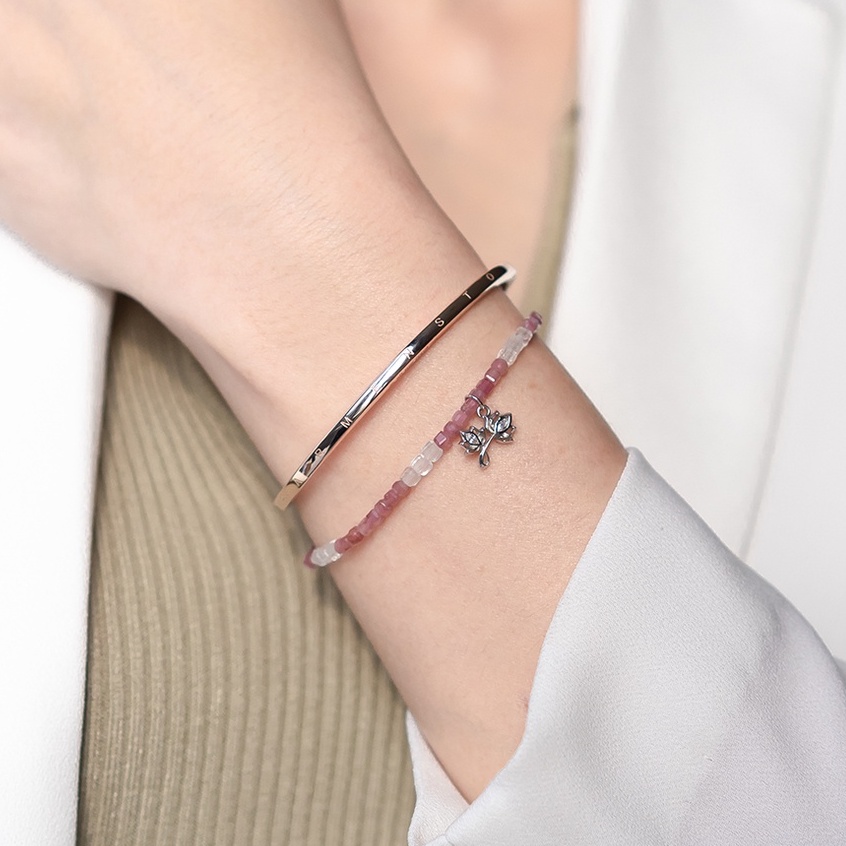 Harmenstone - กำไลข้อมือพระแม่ลักษมี สลักยันต์ - The Lakshmi Cuff I Pink Gold