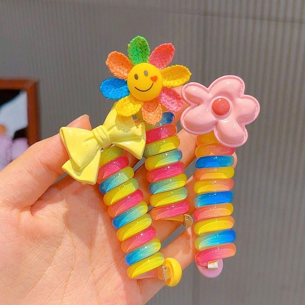 Hilario ยางมัดผมหางม้า พลาสติก ลายหมี สีรุ้ง หรูหรา สไตล์เกาหลี สําหรับงานแต่งงาน