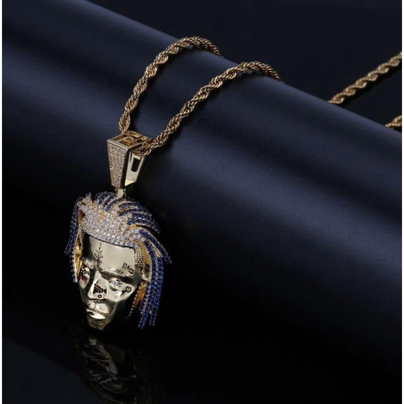 Hip Hop Style Gold Face Pendant Necklace for Men