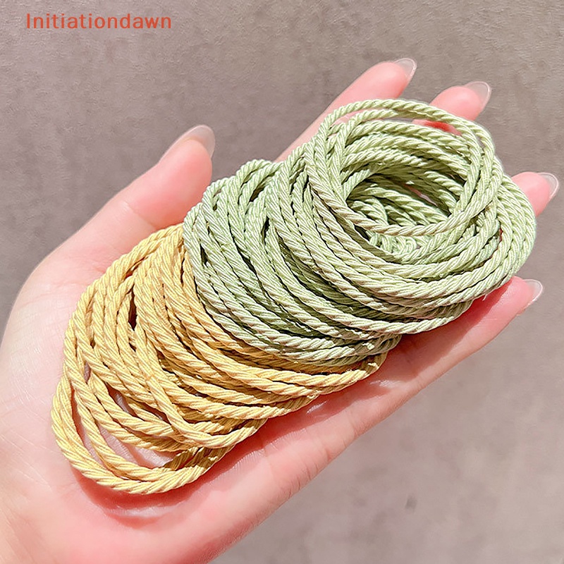 [Initiationdawn] ยางรัดผม แบบยืดหยุ่น สีพื้น สําหรับเด็กผู้หญิง 100 ชิ้น ต่อล็อต