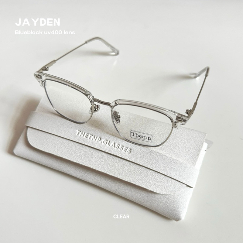 JAYDEN (blueblock uv400) แว่นกรองแสงสีฟ้า ทรงคลับมาสเตอร์ half lens