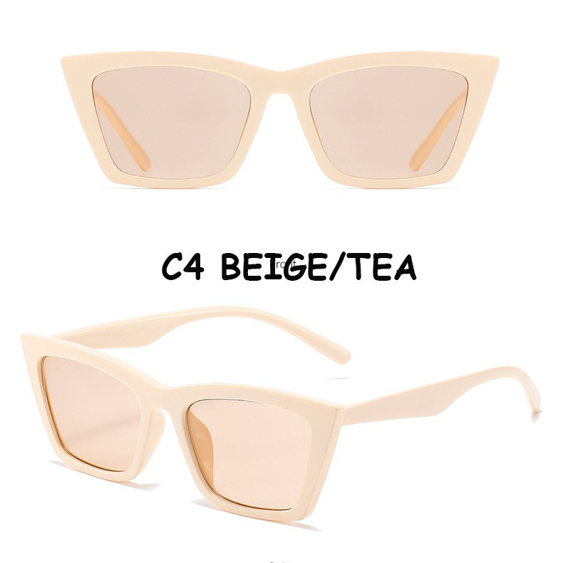 (JIUERBA) 【รองรับการขายส่ง】 แว่นกันแดดทรงแคทอาย แฟชั่นสไตล์ฮิปฮอป เกาหลี  มี 7 สี