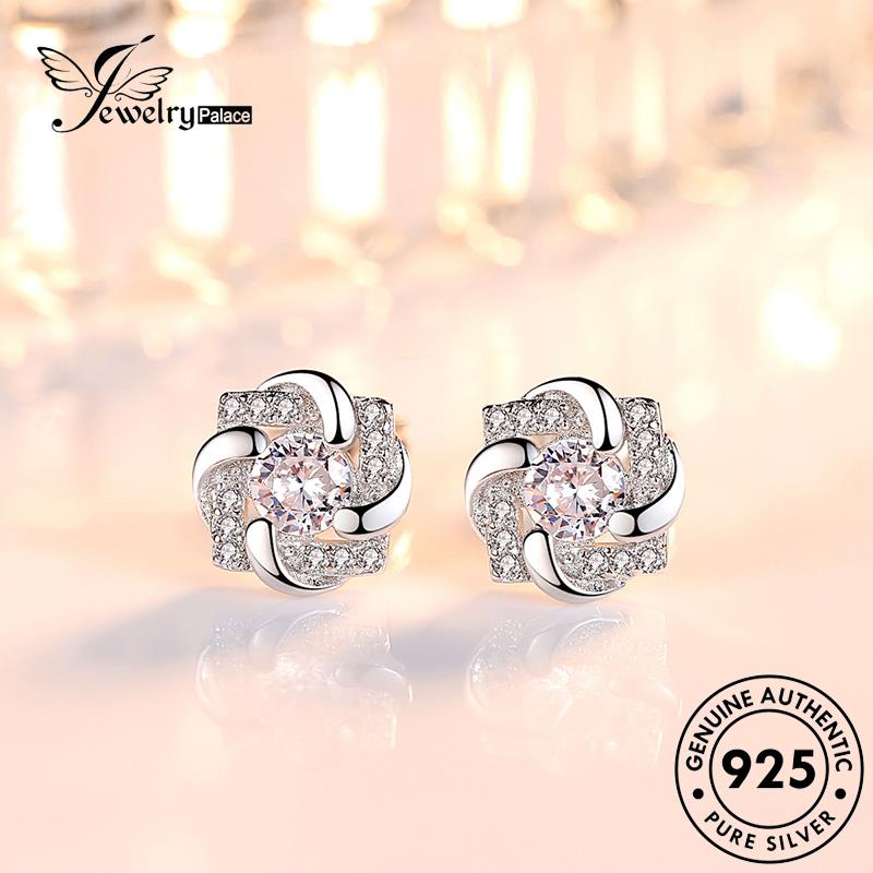 Jewelrypalace ของแท้ ต่างหูเม็ดเดี่ยว เงิน 925 ประดับมุก เพชรโมอิส สําหรับผู้หญิง M019
