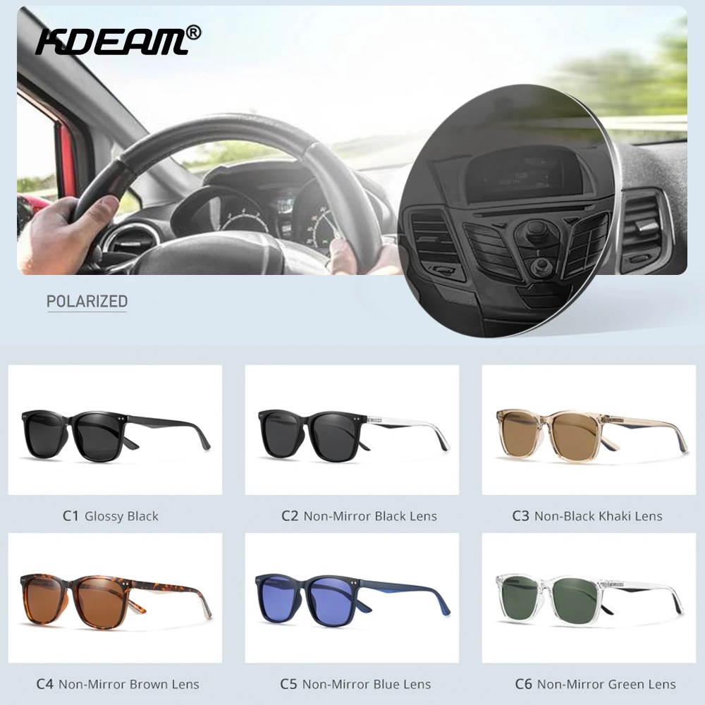 KDEAM แว่นตากันแดด Polarized TR90 กรอบสเตนเลส ทรงสี่เหลี่ยม สําหรับผู้ชาย