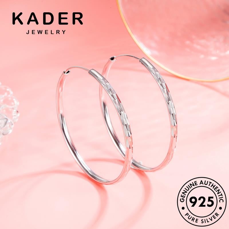 Kader ต่างหูห่วงเงิน 925 ทรงกลม ขนาดใหญ่ เครื่องประดับ สําหรับผู้หญิง M001