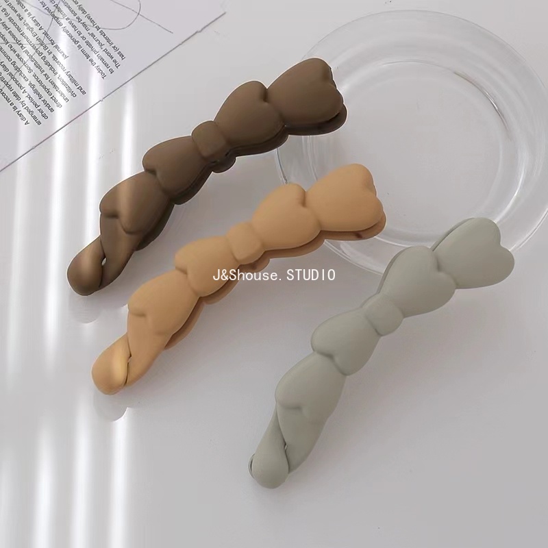 Kf727 กิ๊บติดผม รูปกล้วย เนื้อแมตต์ ประดับโบว์ สไตล์เกาหลี สําหรับผู้หญิง