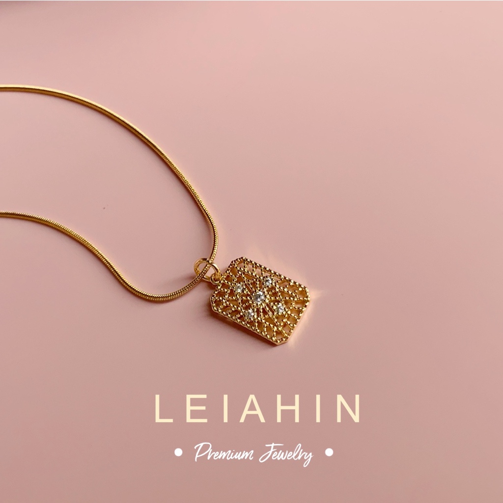 LEIAHIN สร้อยคอแฟชั่นสุภาพสตรี 18K ชุบทองมู่ลี่โซ่เชนเกาหลีการตั้งค่าแฟชั่นเกาหลี