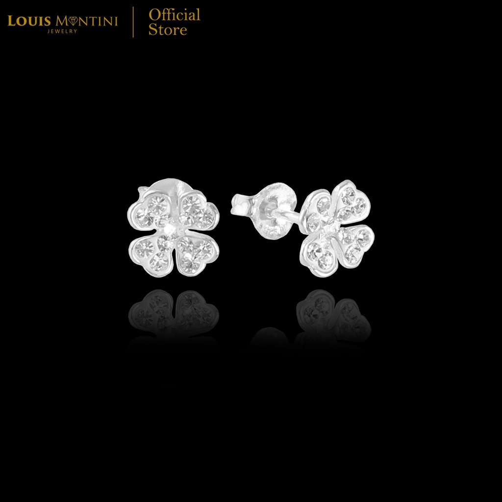 Louis Montini (Jewelry) Sterling Silver 925 Earrings ต่างหูเงินแท้ 92.5% ต่างหูผู้หญิง รูป Clover LJER31