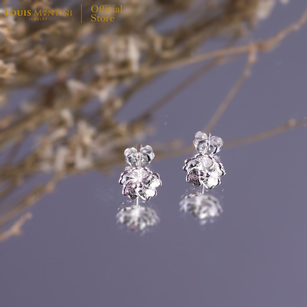 Louis Montini (Jewelry) Sterling Silver 925 Earrings ต่างหูเงินแท้ 92.5% ต่างหูผู้หญิง รูปดอกไม้ LJER05
