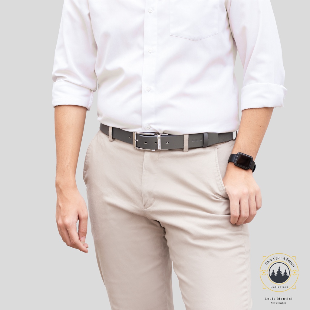 Louis Montini (Once Upon A Forrest) เข็มขัดผู้ชาย Men Belt เข็มขัดหนังวัวแท้หัวหมุน MGN237