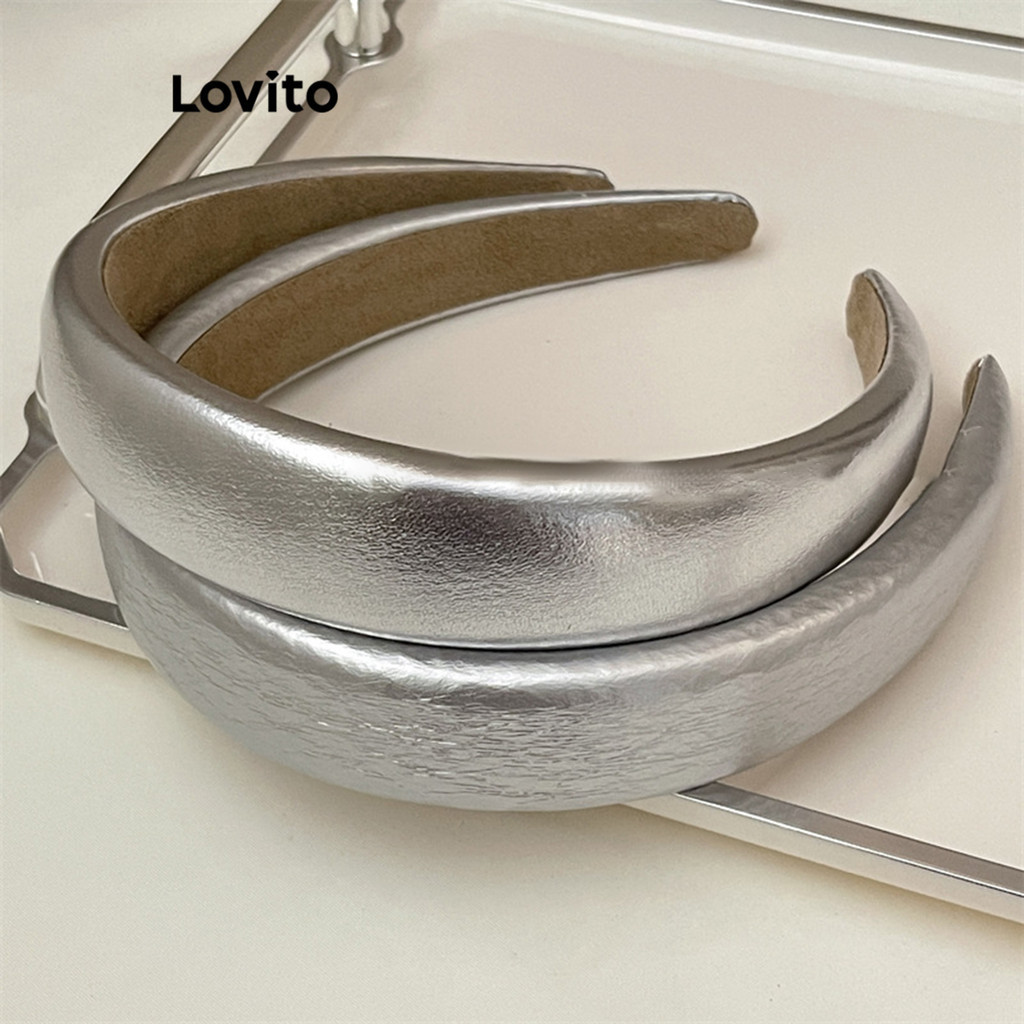 Lovito ที่คาดผมโลหะ เนื้อเรียบ ลําลอง สําหรับผู้หญิง LFA16215