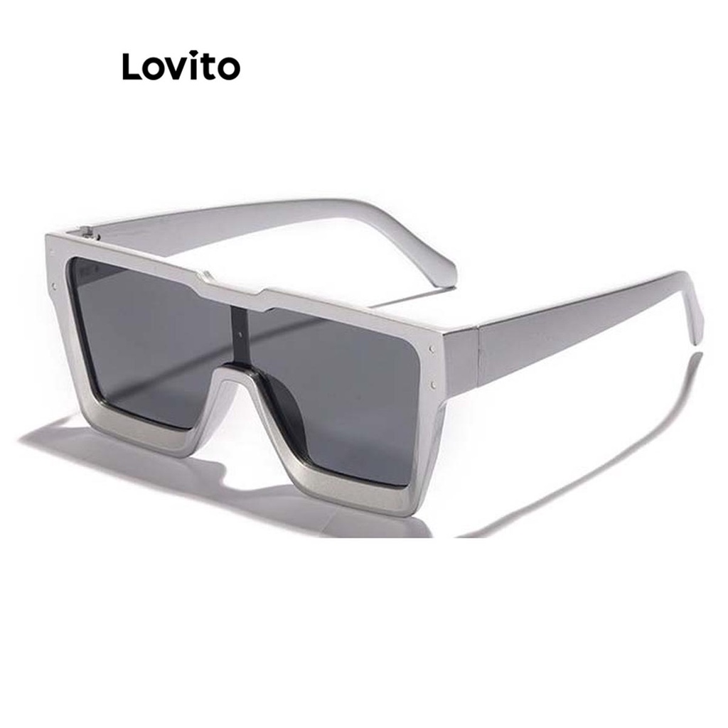 Lovito แว่นกันแดดผู้หญิง ป้องกันยูวี สีเรียบ สไตล์ลำลอง LCS05179
