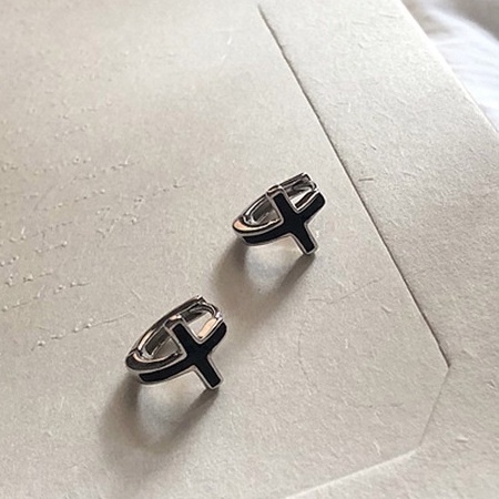 [Lucky Pixiu Earrings] ต่างหูเข็มเงิน 925 รูปไม้กางเขน ไม่ซีดจาง สไตล์เกาหลี ญี่ปุ่น แฟชั่น สําหรับผู้ชาย