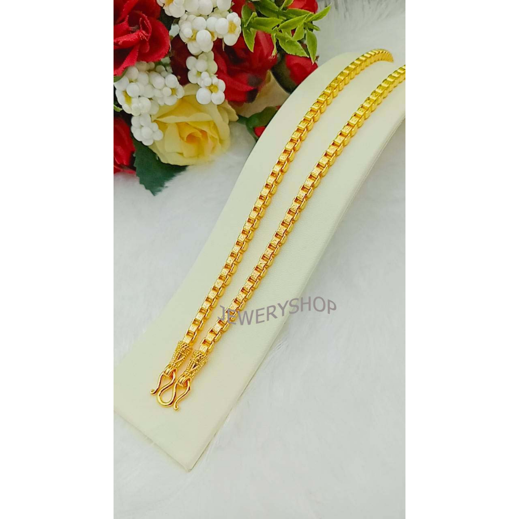 M092 สร้อยคอหุ้มทองหนัก2บาท ลายทาโร่ ยาว 24 นิ้ว  พร้อมตะขอปั๊ม 92.5 % ใส่ลงน้ำได้