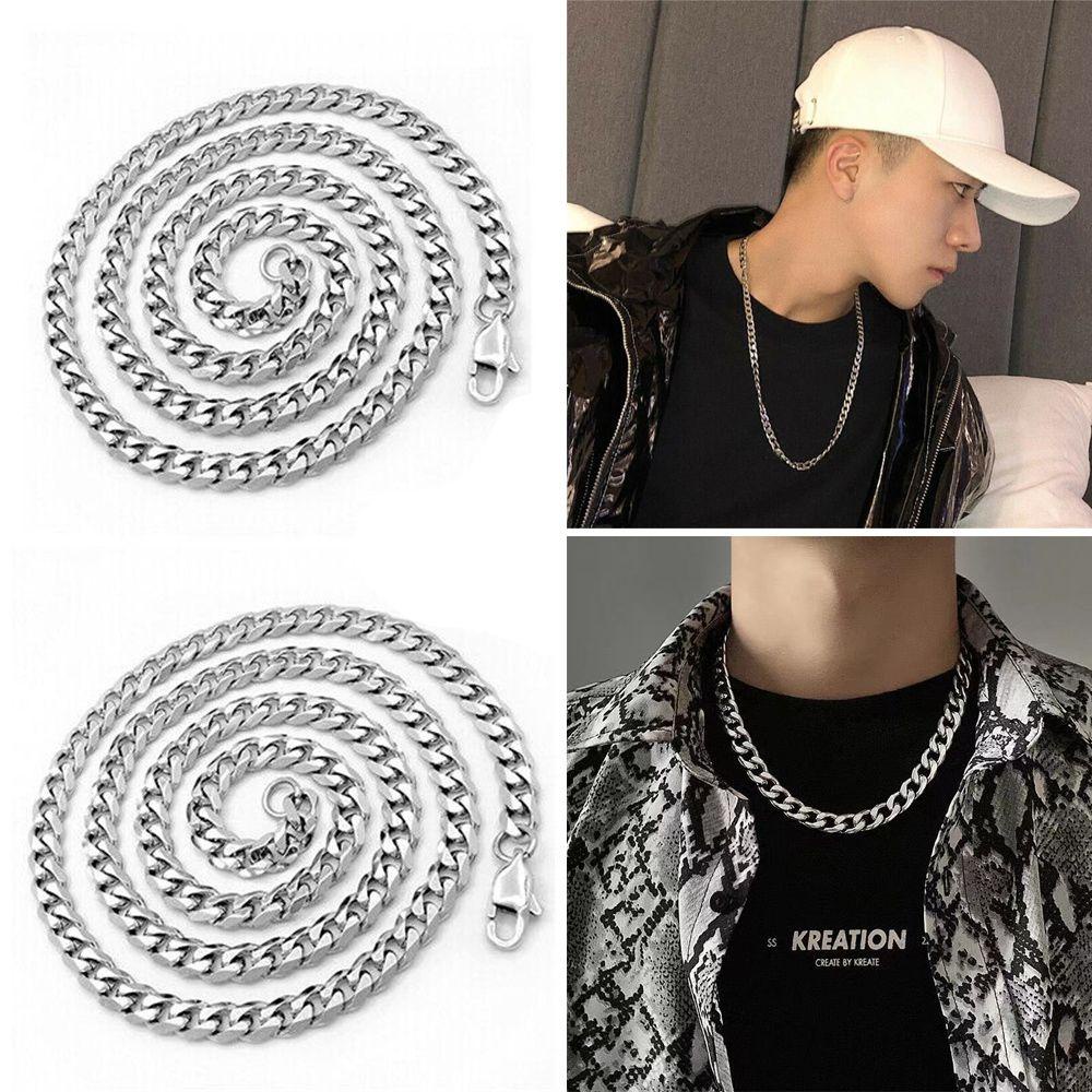 MAX 5/7/9/MM Men Stainless Steel Necklace Cool Metal Collar Cuban Chain Gold Silver Fashion Punk Gothic Choker Heavy Link