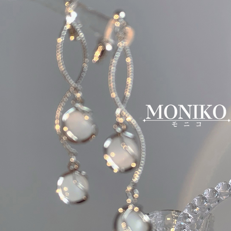 MONIKO ต่างหูเข็มเงิน 925 ประดับพู่ยาว โอปอล หรูหรา เครื่องประดับ สําหรับผู้หญิง