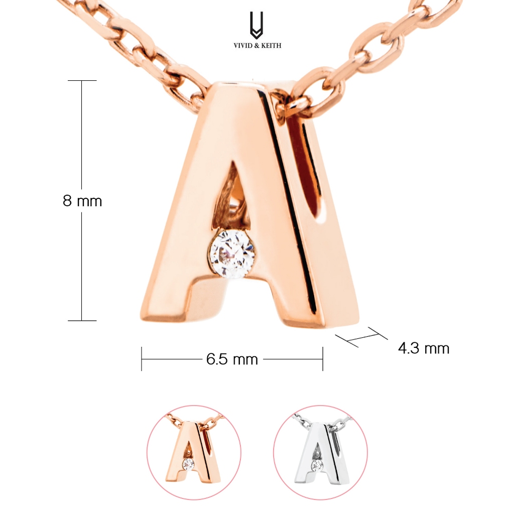 MSCHOO : จี้ A - Z พร้อมสร้อย ( Rose gold )