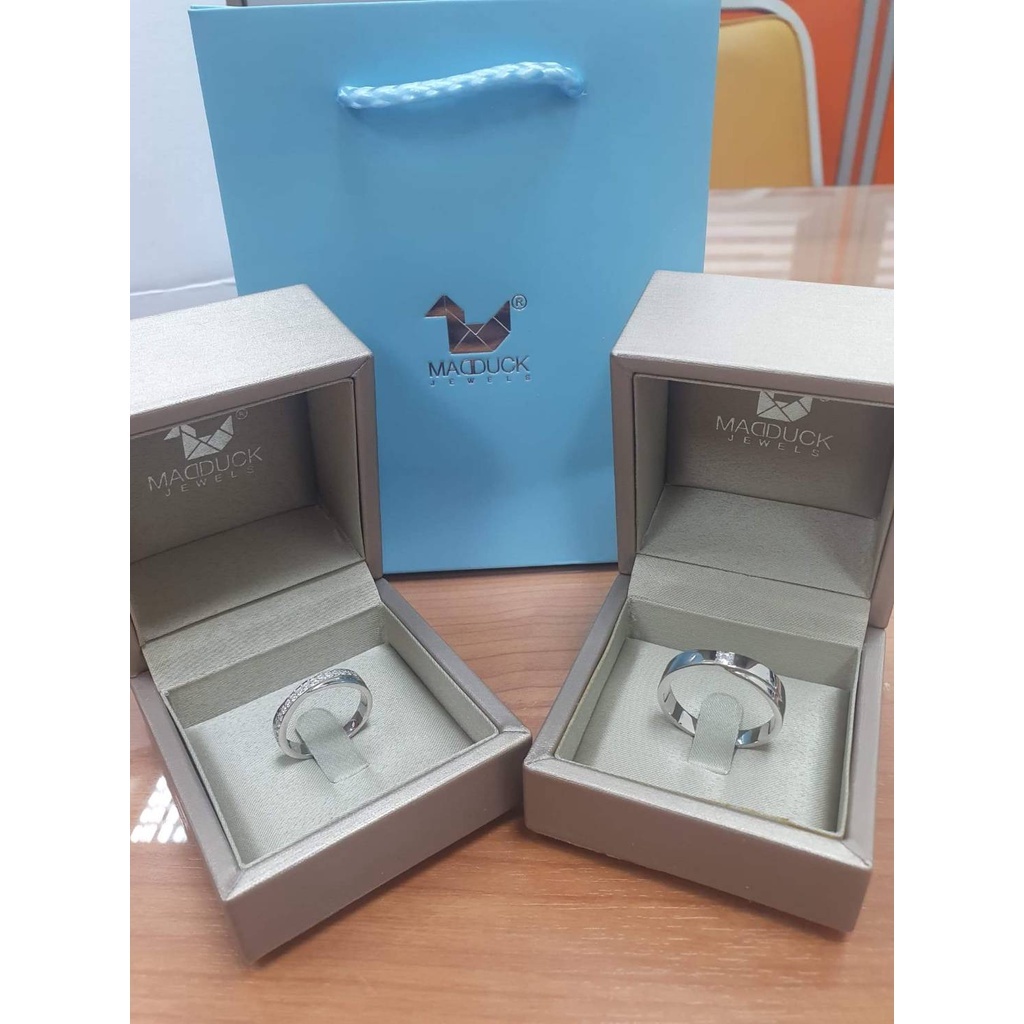 Madduckjewels แหวนเงินแท้ เพชร CZ ชุบโรเดียม RG1528-RG1527