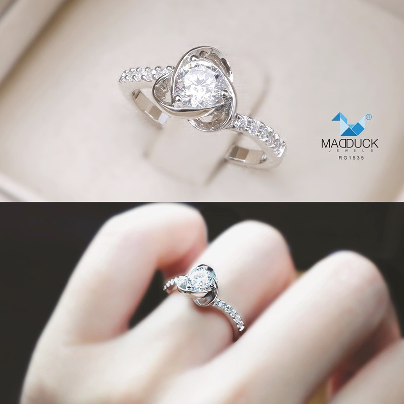 Madduckjewels แหวนเงินแท้ เพชร CZ ชุบโรเดียม RG1535