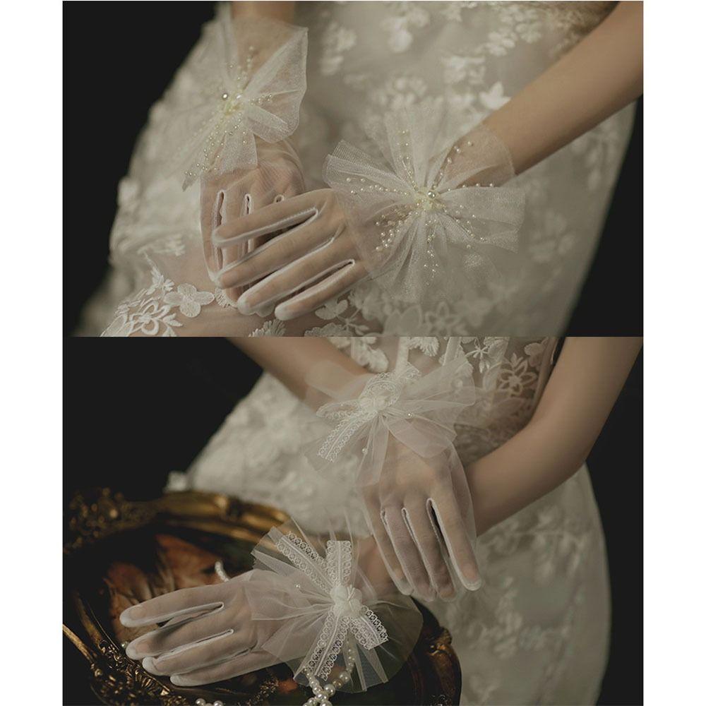 Me ถุงมือลูกไม้ แฟชั่นใหม่ สําหรับเจ้าสาว ใส่ไปงานปาร์ตี้ 1 คู่