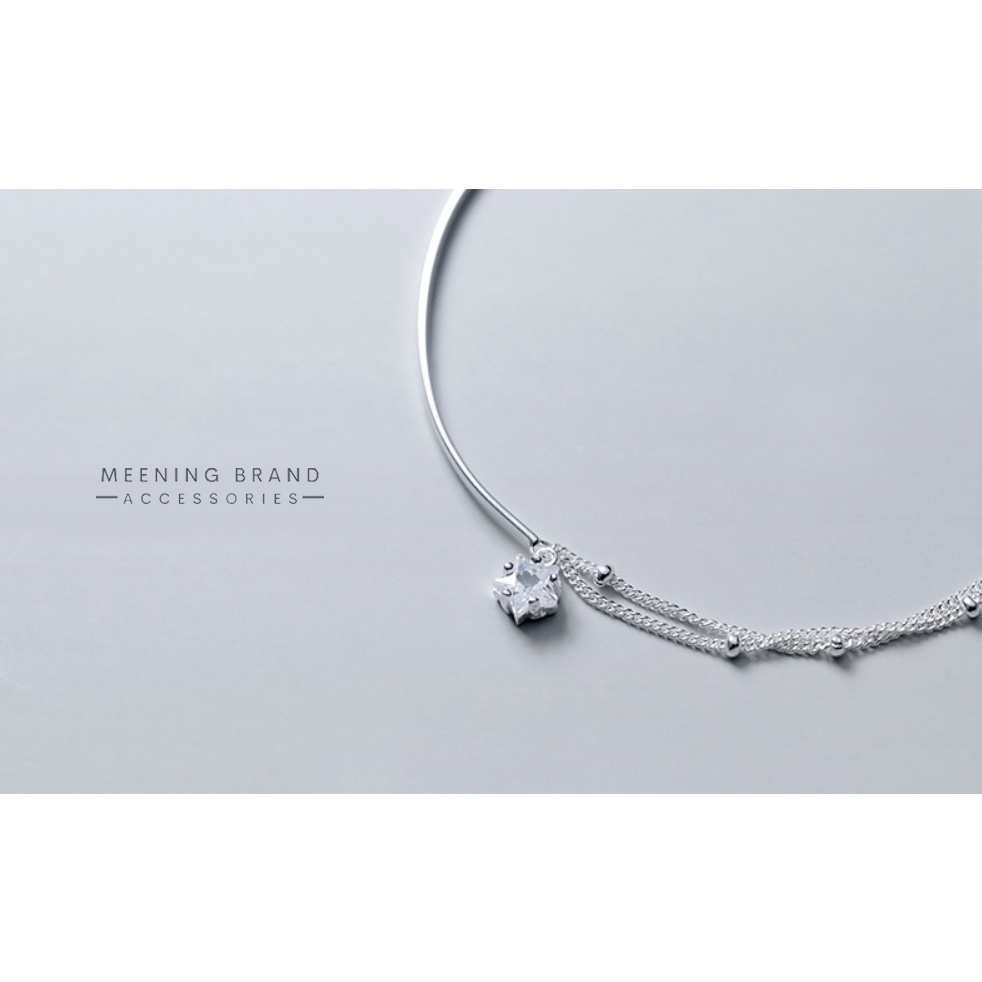 MeeningBrand ❥ สร้อยข้อมือเงิน CRYSTAL STAR  [01-0065]