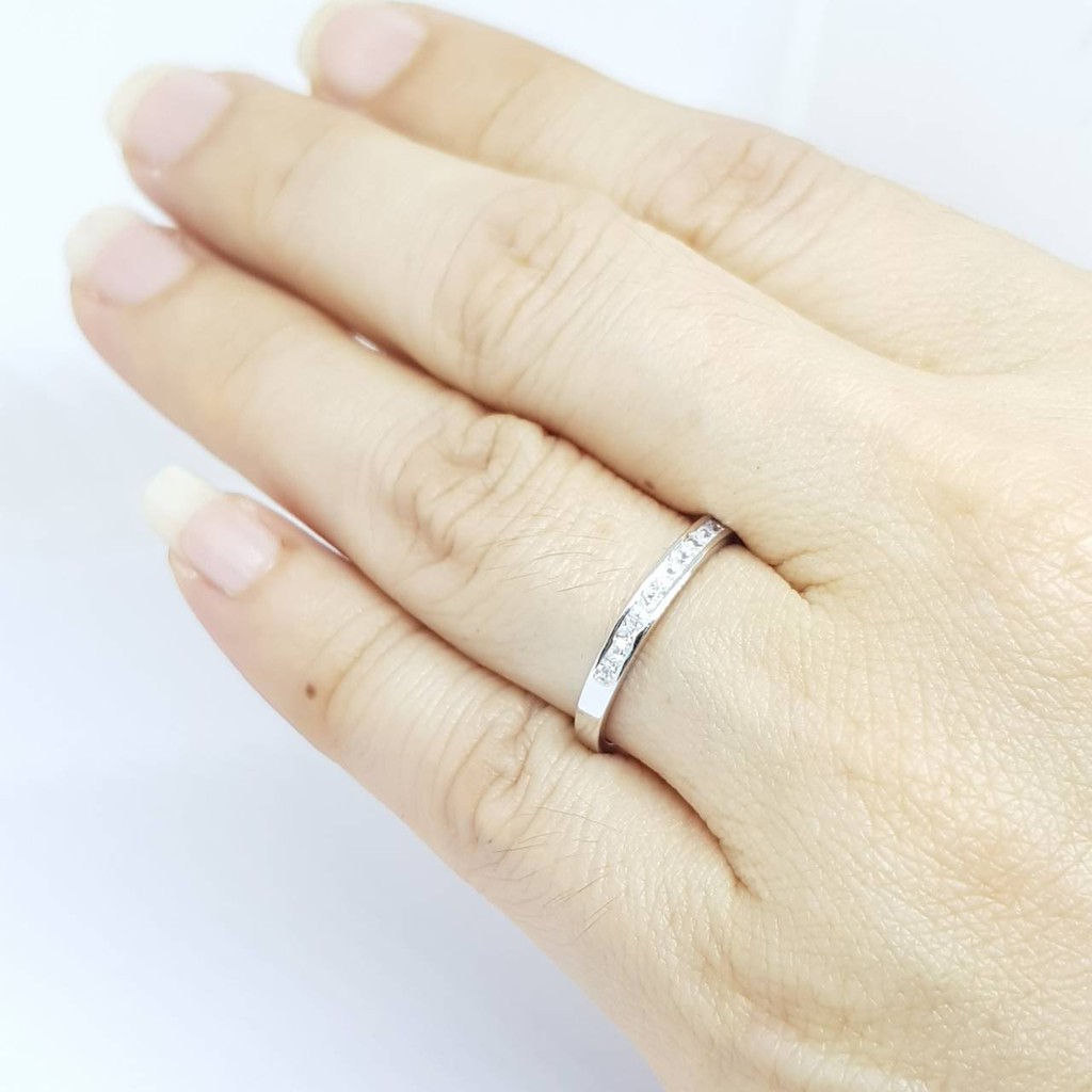 Memorine Jewelry แหวนคู่รักเงินแท้ 925 ฝังเพชรสวิส (CZ) : DUO-6