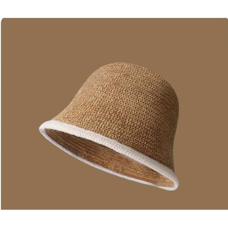 New# bucket หมวกเย็บสไตล์เกาหลีแบบใหม่（底纹）