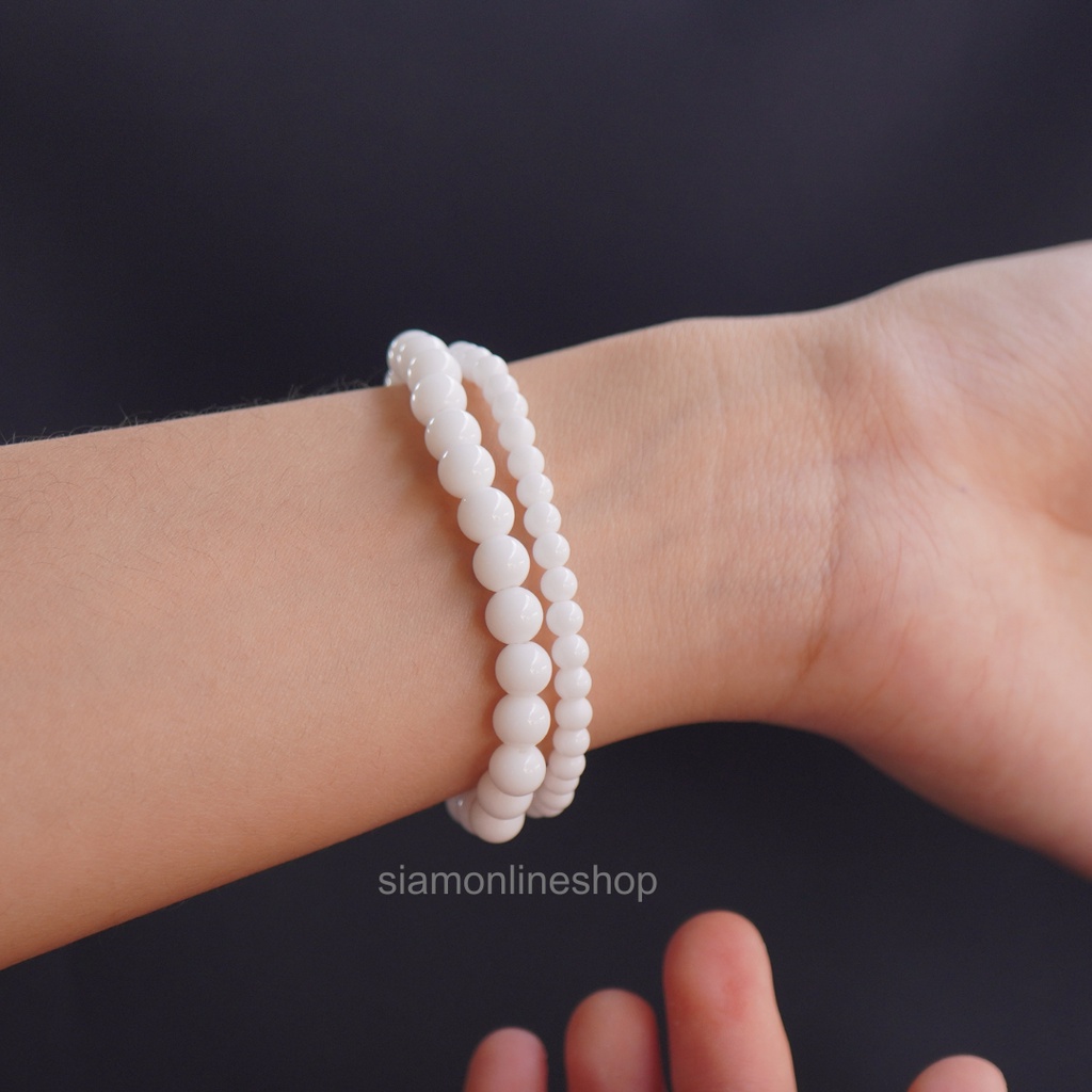 OPAL หินโอปอลสีขาว เลือกขนาดเม็ดหินได้ ( 4/6/8/10/12 มม. ) หินมงคล หินแห่งความปรารถนา by siamonilneshop