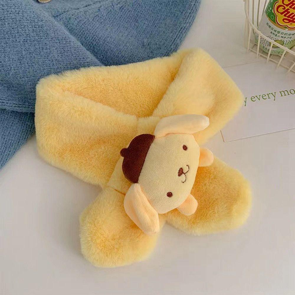 Oceanmap ผ้าพันคอ ผ้ากํามะหยี่ขนนิ่ม ลายการ์ตูน Cinnamoroll น่ารัก ให้ความอบอุ่น สําหรับเด็กผู้หญิง