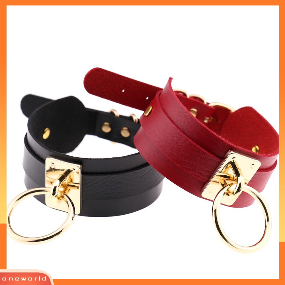 OneWorld@ O Ring Pendant Collar Faux Leather โชเกอร์  Punk Necklace