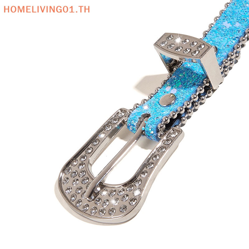 Onehome เข็มขัดหนัง PU ประดับพลอยเทียม สไตล์คาวบอยตะวันตก สําหรับผู้หญิง ผู้ชาย Y2K