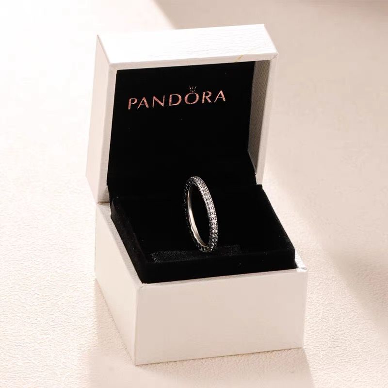 Pandora แหวนเงิน 925 ประดับเพชร 14K สีโรสโกลด์ พร้อมกล่อง สําหรับผู้หญิง งานแต่งงาน