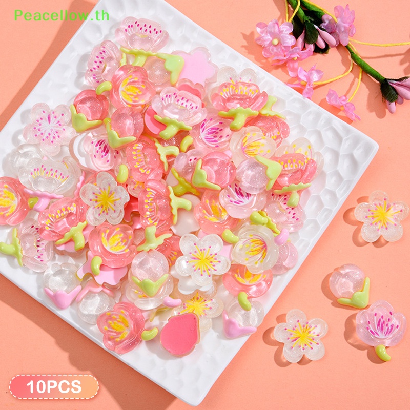 Peacellow ดอกซากุระเรซิ่น ขนาดเล็ก 10 ชิ้น สําหรับตกแต่งบ้าน เค้ก โทรศัพท์ DIY