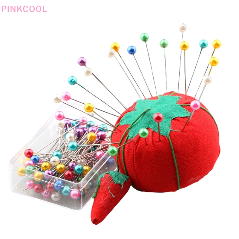 Pinkcool 100 ชิ้น / กล่อง ยาว กลม มุก ฮิญาบ คลิป เข็มกลัด คม โลหะ ฮิญาบ หมุด สําหรับผ้าพันคอ ขายดี