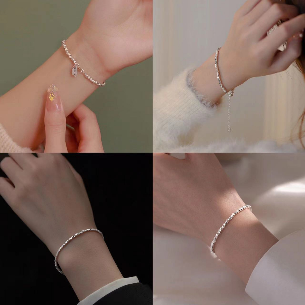 QHQ ลูกปัดเงินสเตอร์ลิง S925 ขนาดเล็ก สําหรับทําสร้อยข้อมือ สร้อยคอ DIY