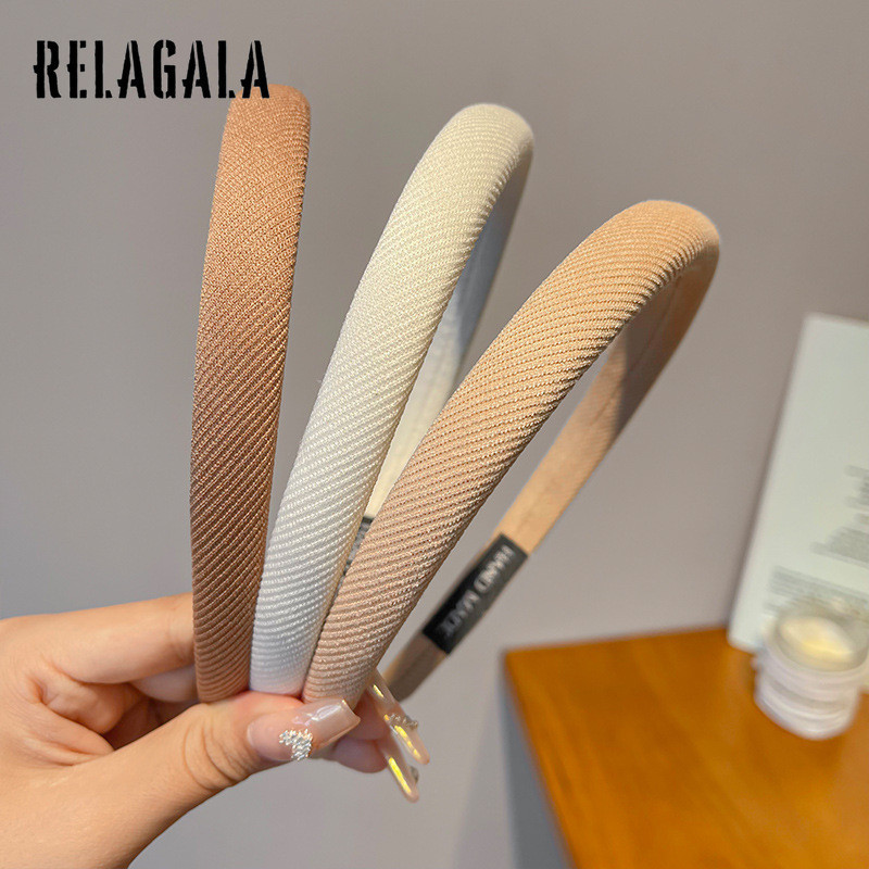 Relagala ที่คาดศีรษะ กันลื่น สีพื้น เรียบง่าย สําหรับผู้หญิง 2024