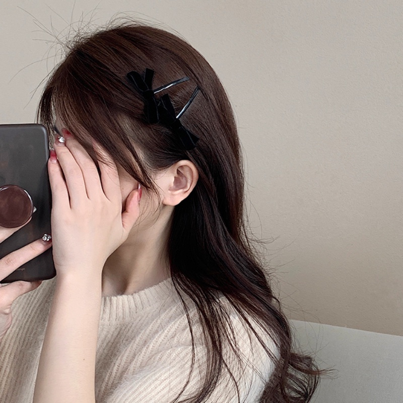 Roselife ยางมัดผมหางม้า ผ้ากํามะหยี่ สีดํา สไตล์เกาหลี สําหรับผู้หญิง 1 ชิ้น