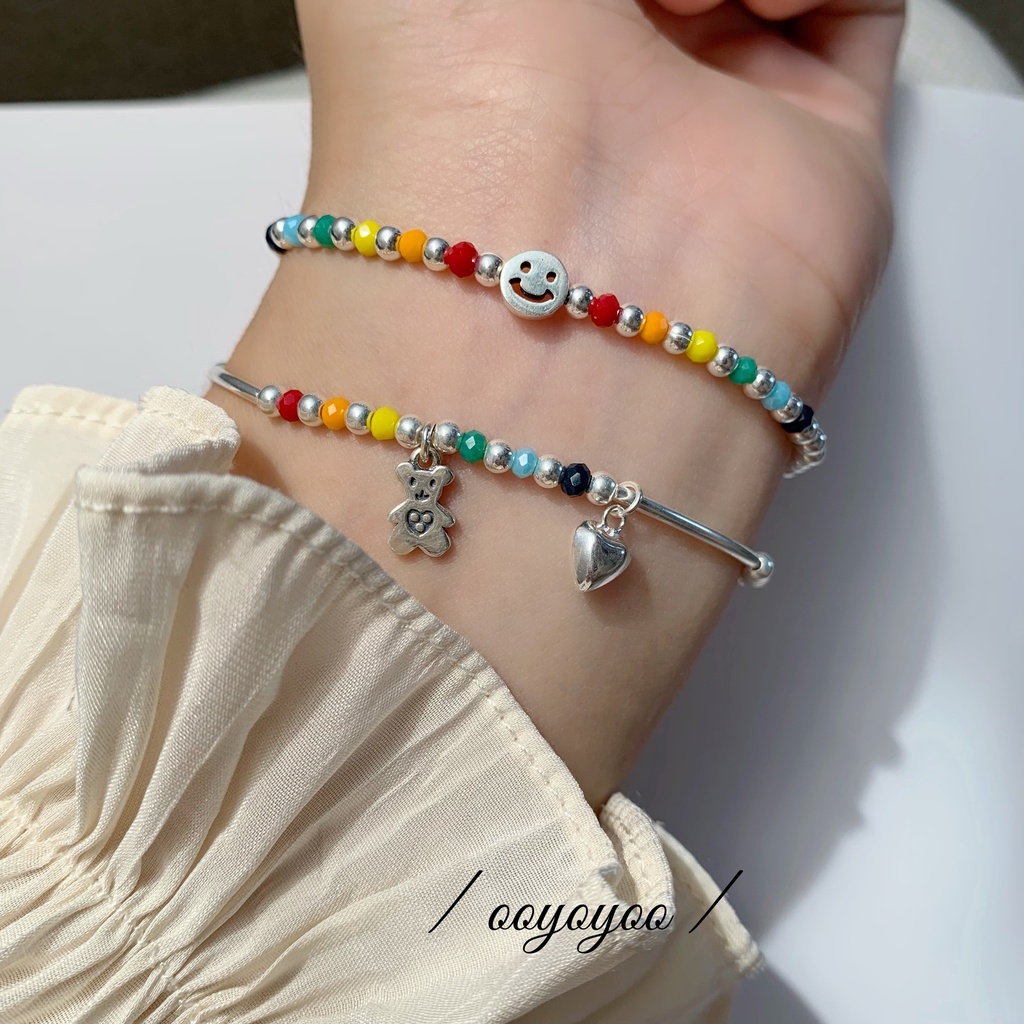 S925 สร้อยข้อมือเงินเกาหลีลูกปัดสีเมฆสร้อยข้อมือเครื่องประดับ