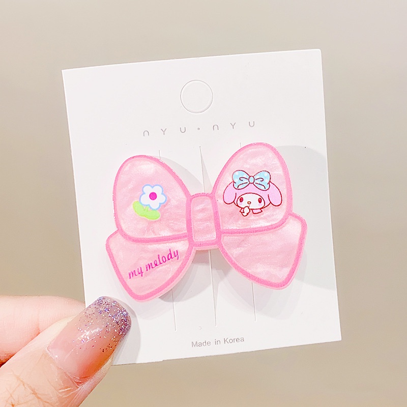 SANRIO กิ๊บติดผม ประดับโบว์ ลายการ์ตูนน่ารัก สไตล์เจ้าหญิง สําหรับเด็กผู้หญิง