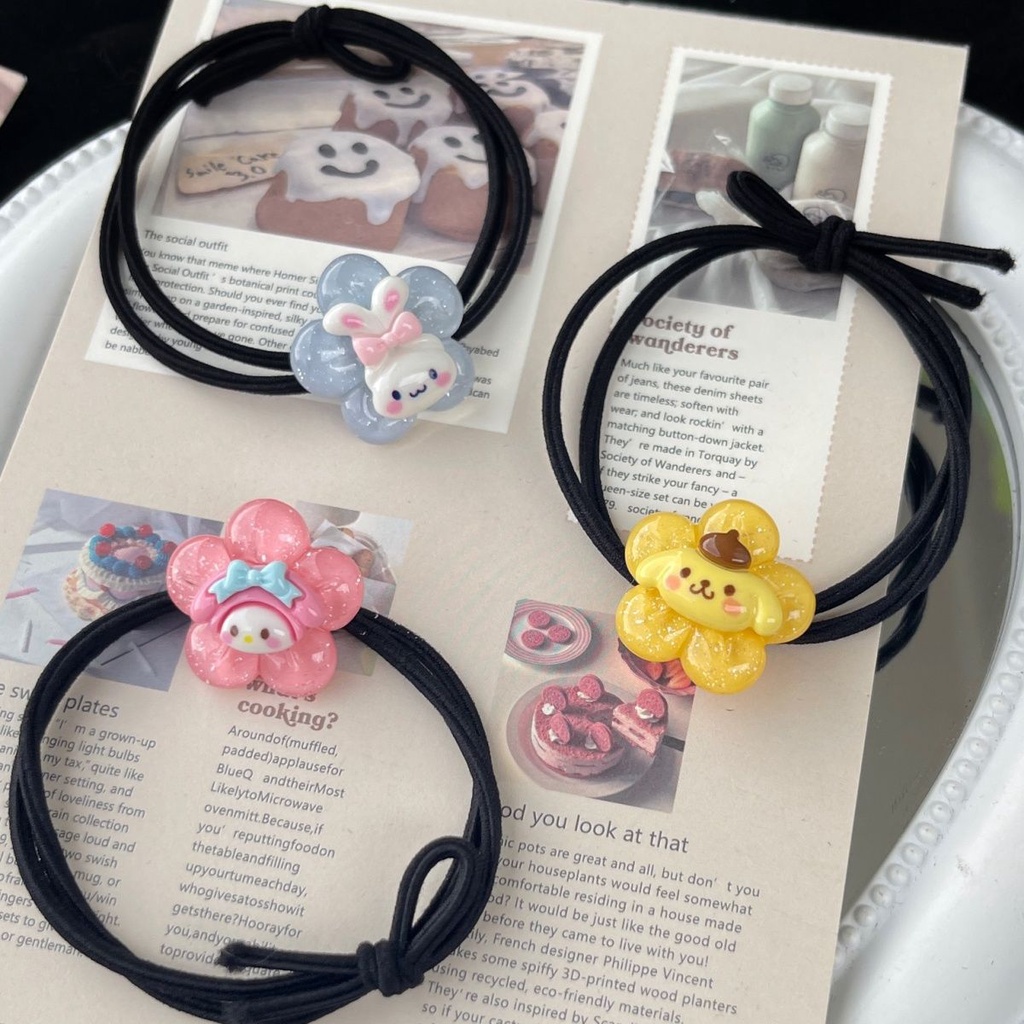 SANRIO ยางรัดผม แบบใส ลายการ์ตูนซานริโอ้น่ารัก อเนกประสงค์ สําหรับนักเรียน