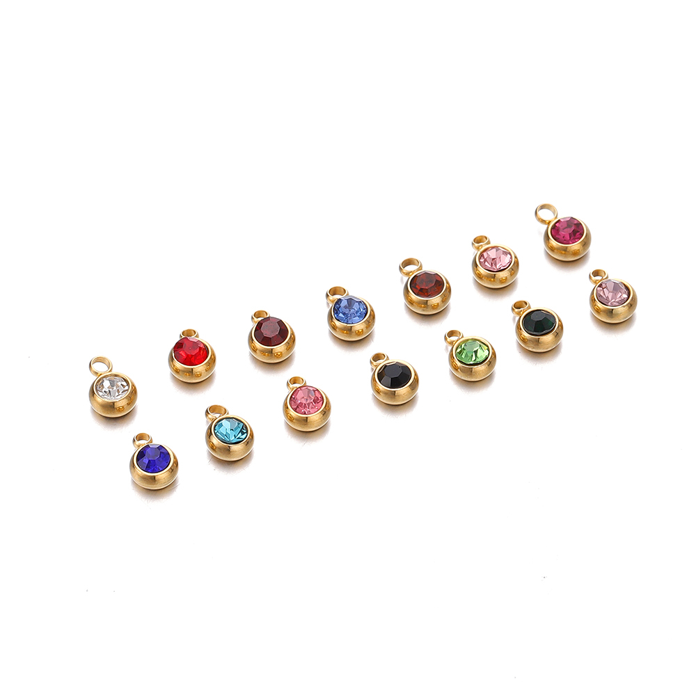 ST.KUNKKA 5 ชิ้น/ถุงสแตนเลส Birthstone จี้,สแตนเลสเพทายจี้สำหรับเครื่องประดับ DIY ทำของขวัญ