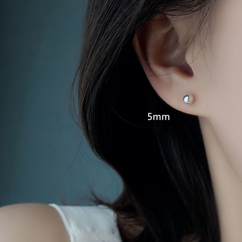 Silver 92.5% ต่างหูเงิน ตุ้มหูเงิน ต่างหูเม็ดกลม ต่างหูจุดball