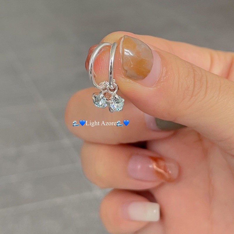 SissyJewelry // ต่างหูเงินแท้ ต่างหูห่วง ประดับ พลอยกลม 4mm
