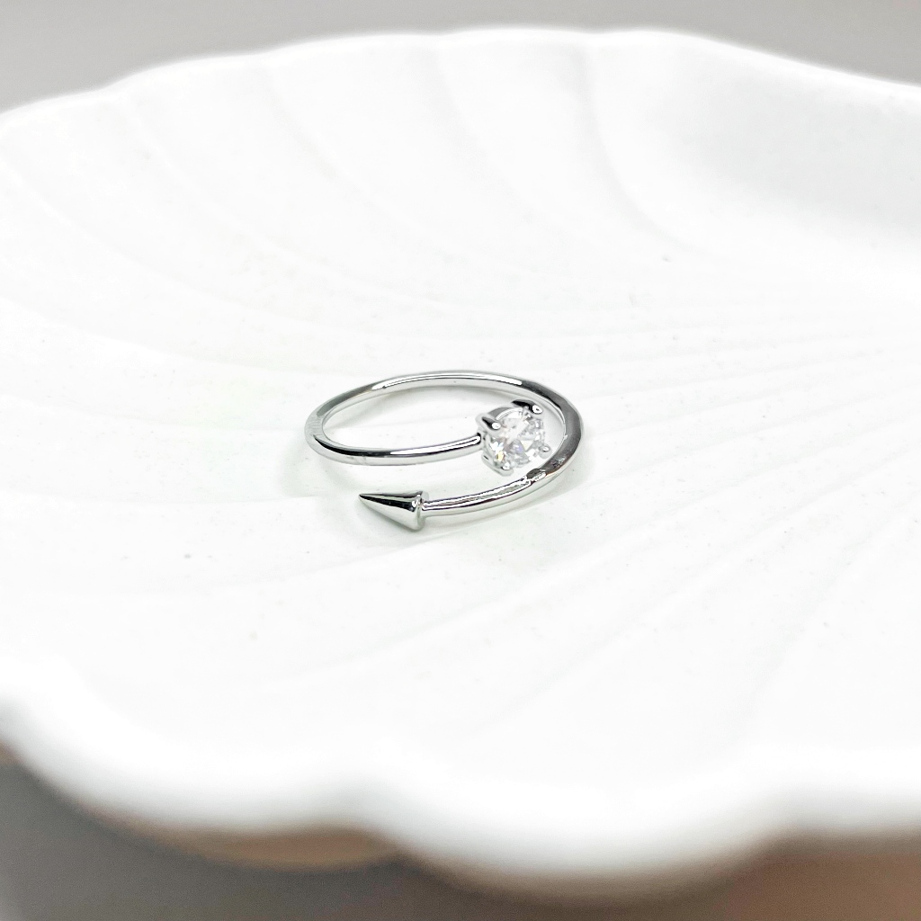 Stainless Steel Ring แหวนสแตนเลสแท้ 100% ฝังเพชร แหวนปรับขนาดได้  รับประกันสินค้า [สินค้ารุ่น S31]